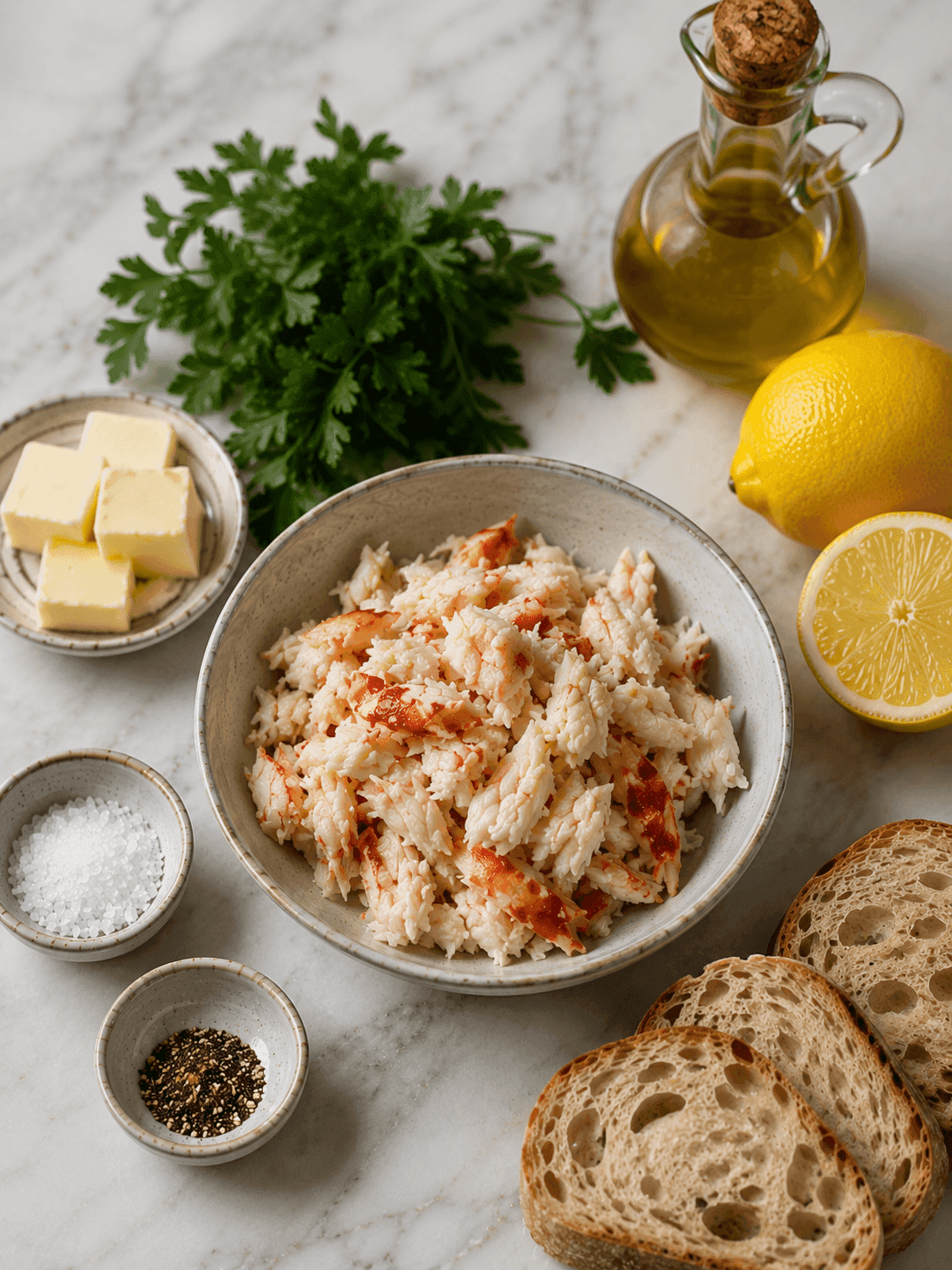 Краб с лимонным маслом и зеленью