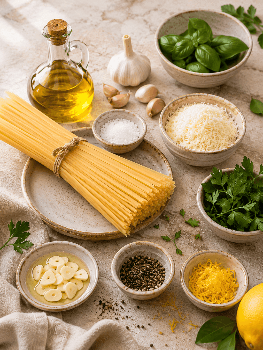 Паста с оливковым маслом и травами