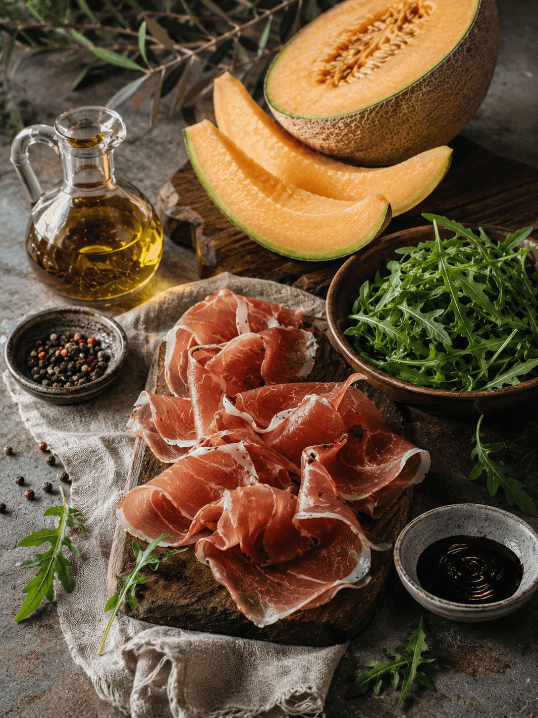 Хамон с дыней и оливковым маслом